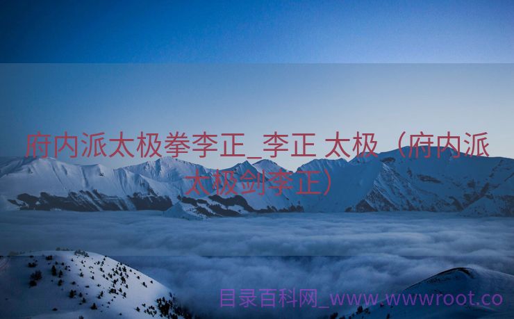 府内派太极拳李正_李正 太极（府内派太极剑李正）