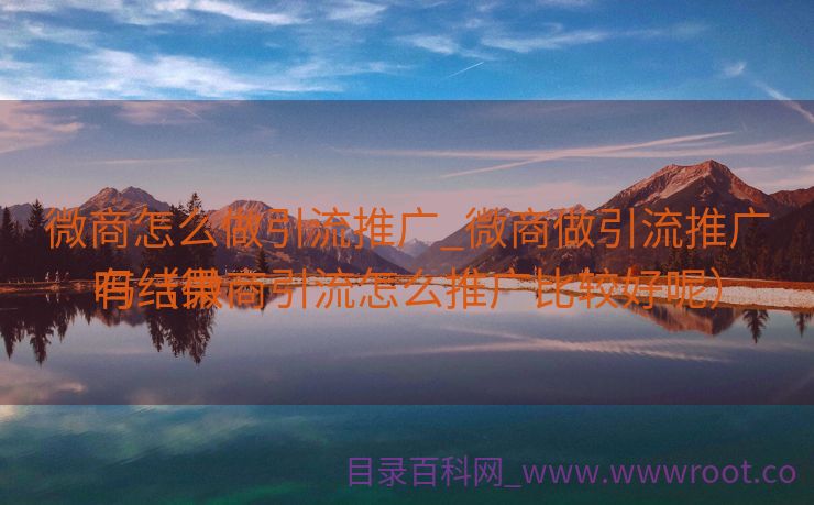 微商怎么做引流推广_微商做引流推广有结果
吗（微商引流怎么推广比较好呢）