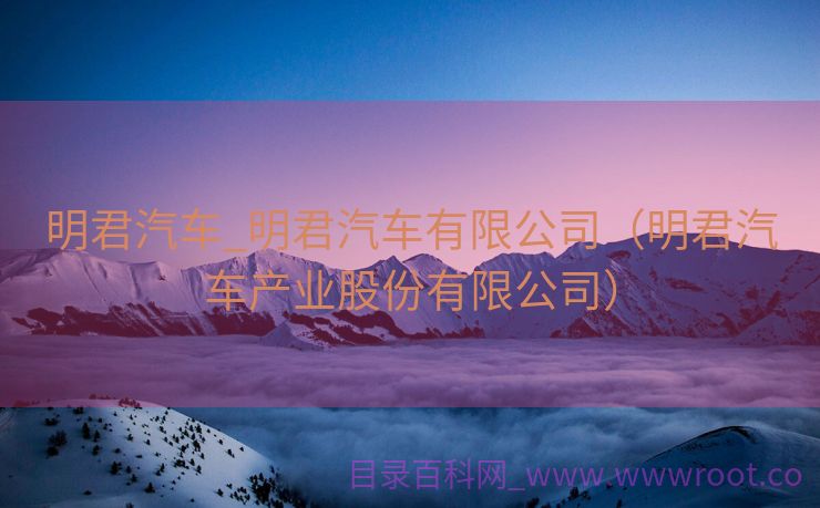 明君汽车_明君汽车有限公司（明君汽车产业股份有限公司）