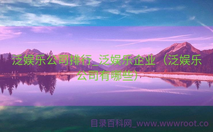 泛娱乐公司排行_泛娱乐企业（泛娱乐公司有哪些）