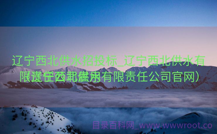 辽宁西北供水招投标_辽宁西北供水有限责任公司雇用
（辽宁西北供水有限责任公司官网）