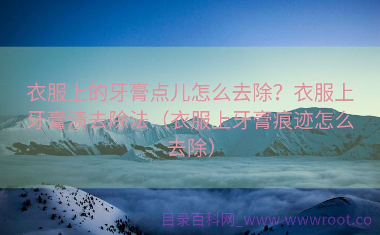 衣服上的牙膏点儿怎么去除？衣服上牙膏渍去除法（衣服上牙膏痕迹怎么去除）