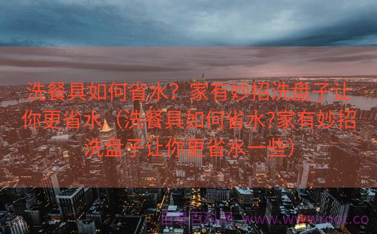 洗餐具如何省水？家有妙招洗盘子让你更省水（洗餐具如何省水?家有妙招洗盘子让你更省水一些）