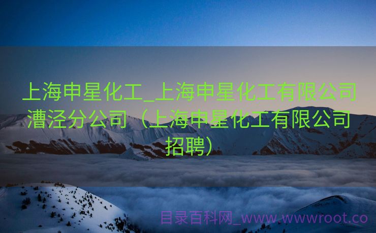 上海申星化工_上海申星化工有限公司漕泾分公司（上海申星化工有限公司招聘）