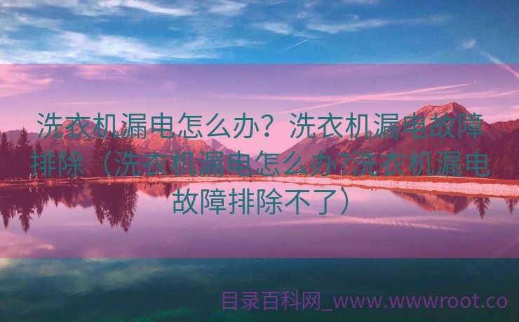 洗衣机漏电怎么办？洗衣机漏电故障排除（洗衣机漏电怎么办?洗衣机漏电故障排除不了）