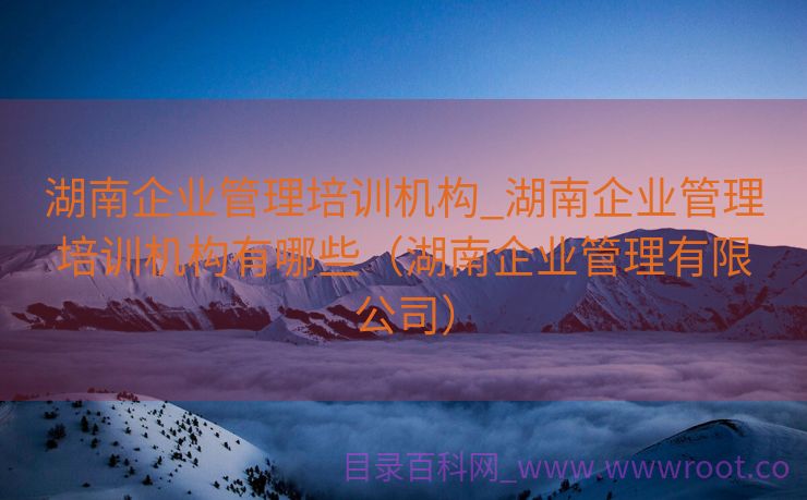 湖南企业管理培训机构_湖南企业管理培训机构有哪些（湖南企业管理有限公司）
