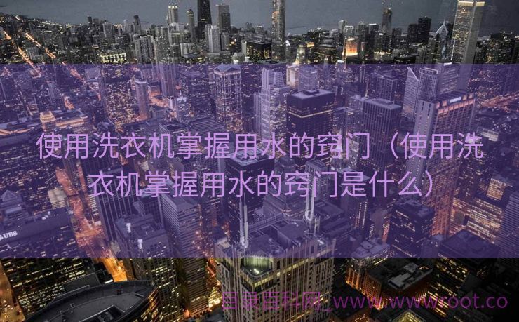 使用洗衣机掌握用水的窍门（使用洗衣机掌握用水的窍门是什么）