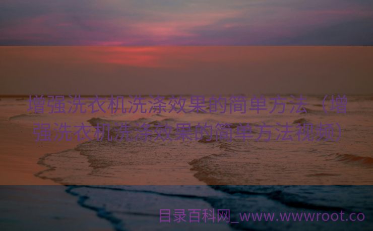 增强洗衣机洗涤效果的简单方法（增强洗衣机洗涤效果的简单方法视频）