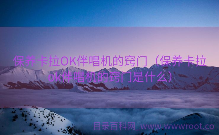 保养卡拉OK伴唱机的窍门（保养卡拉ok伴唱机的窍门是什么）