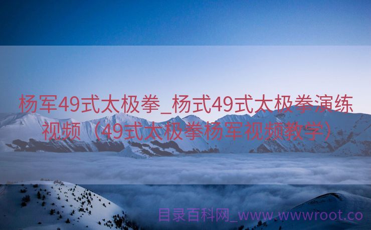 杨军49式太极拳_杨式49式太极拳演练视频（49式太极拳杨军视频教学）