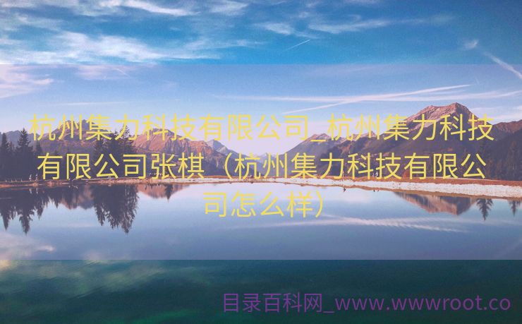 杭州集力科技有限公司_杭州集力科技有限公司张棋（杭州集力科技有限公司怎么样）